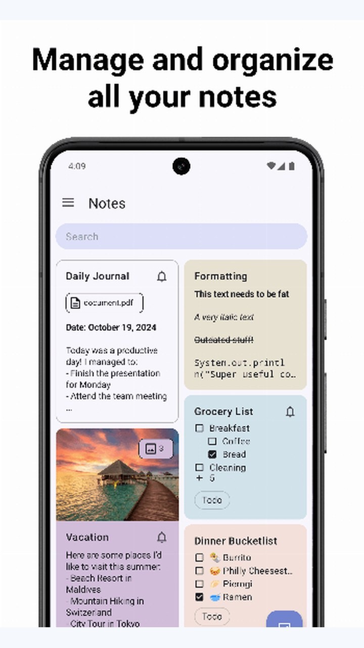 تصویر NotallyX - یادداشت‌ها/وظایف سریع