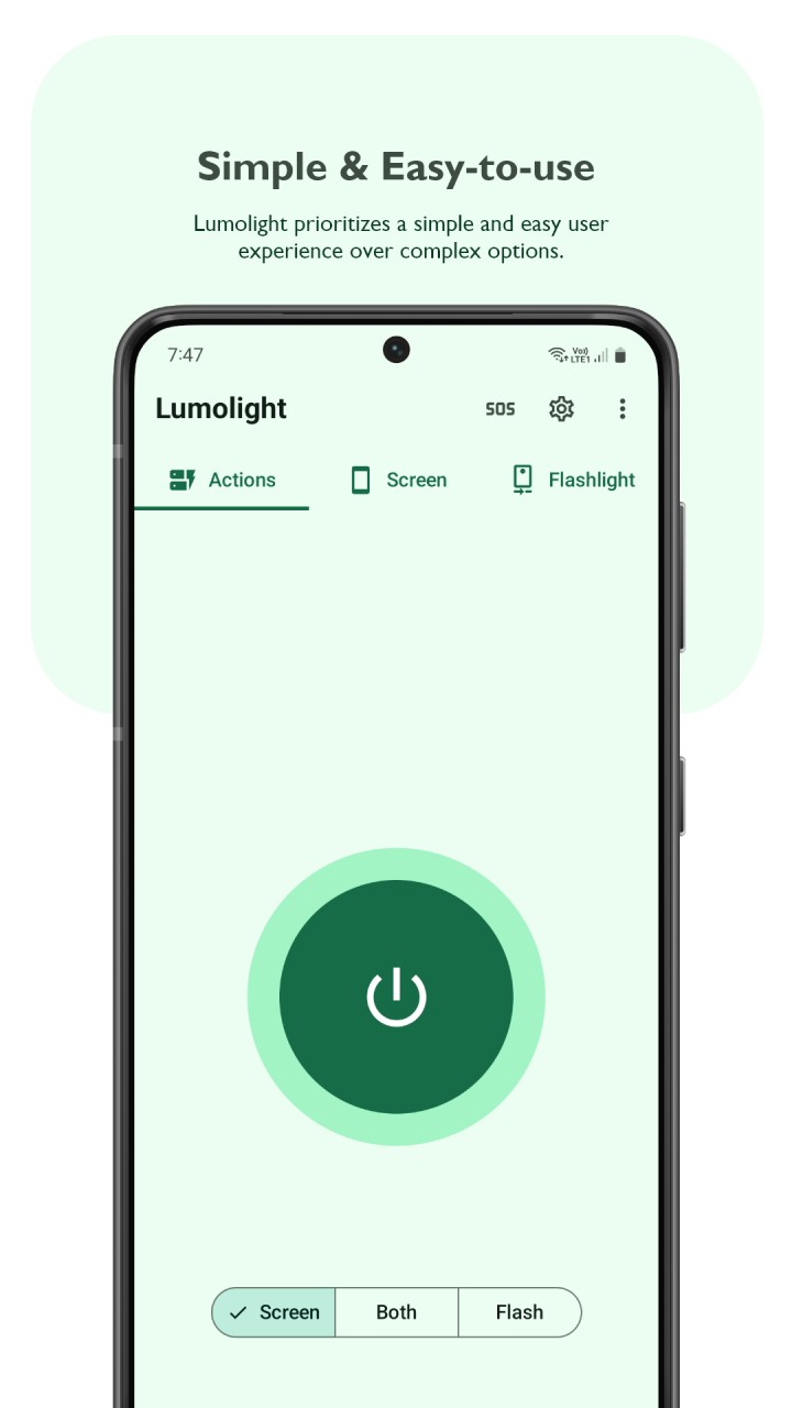 تصویر Lumolight: صفحه نمایش و چراغ قوه