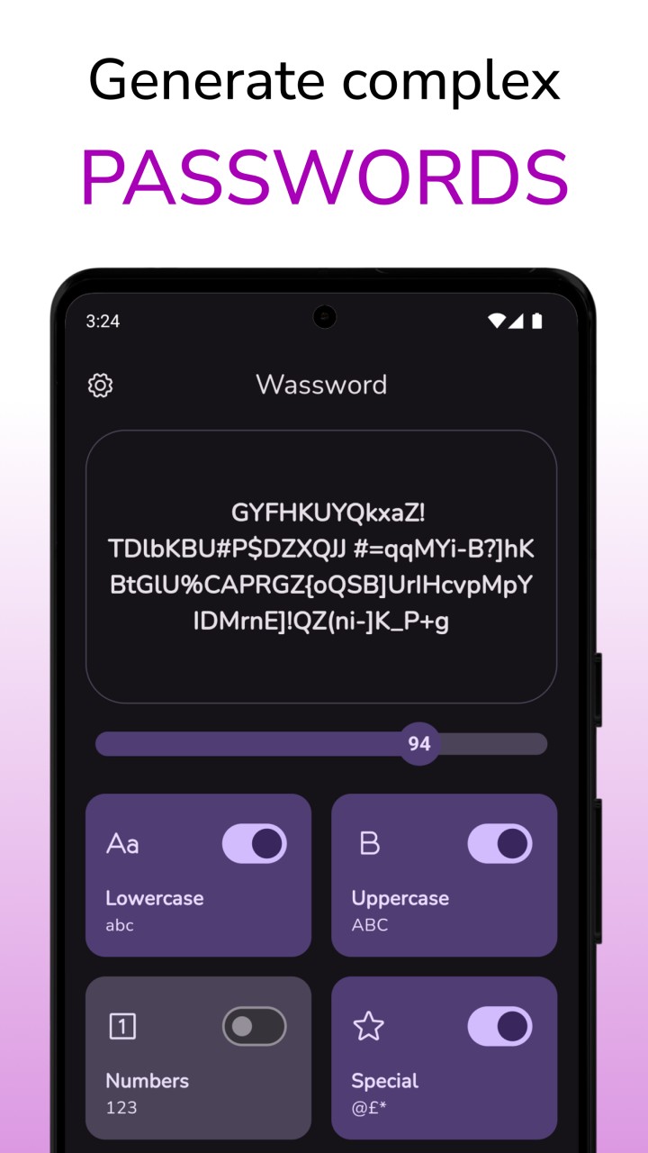 تصویر Wassword - مولد رمز عبور فوق‌العاده