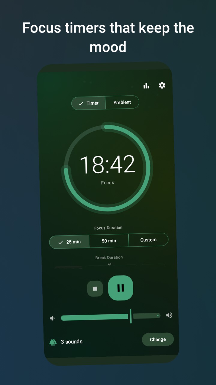 تصویر Ambio: تایمر تمرکز و صداها