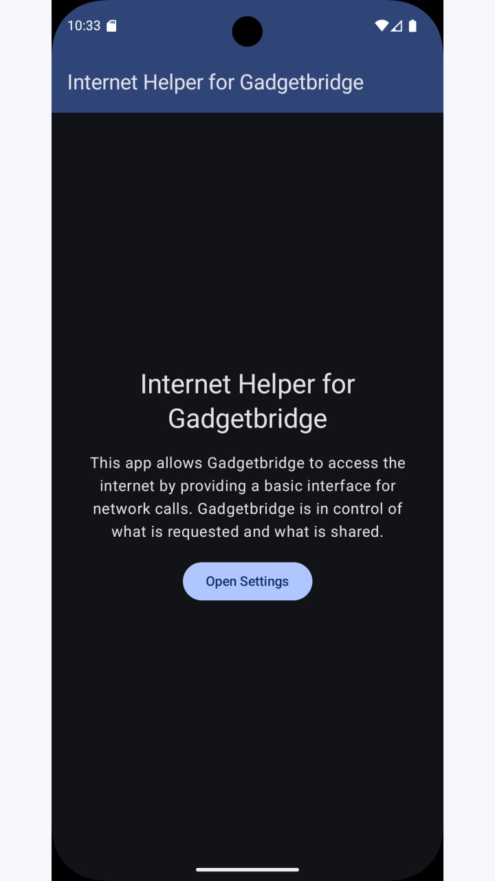 تصویر کمک‌کننده اینترنت برای Gadgetbridge