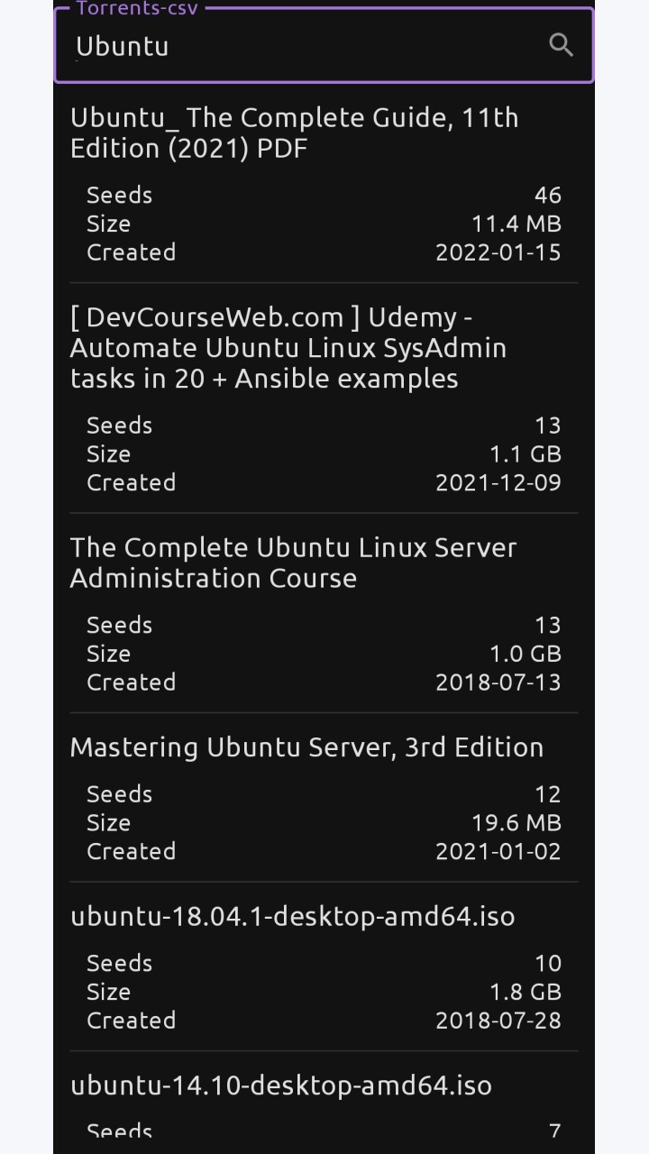 تصویر Torrents-csv-android