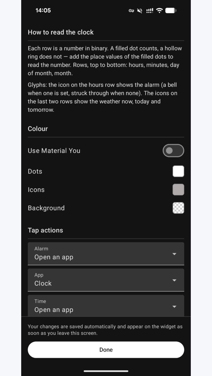 تصویر BinClockWidget