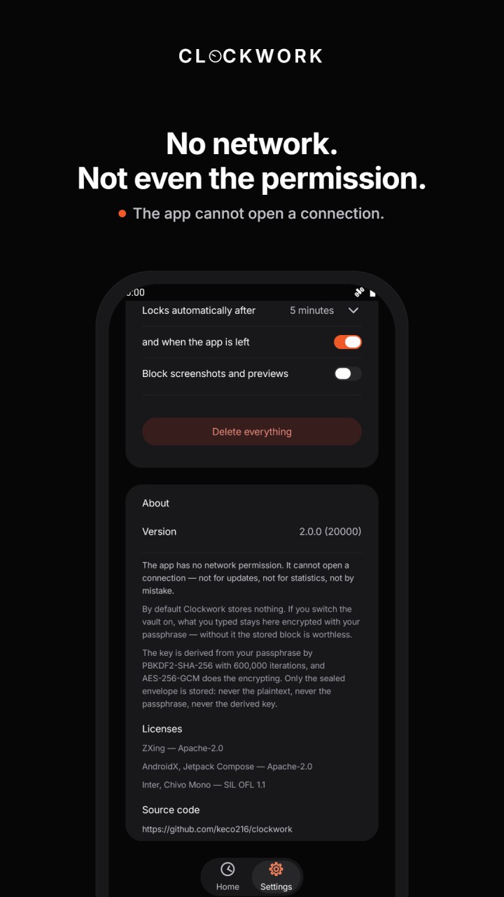تصویر Clockwork: احراز هویت 2FA