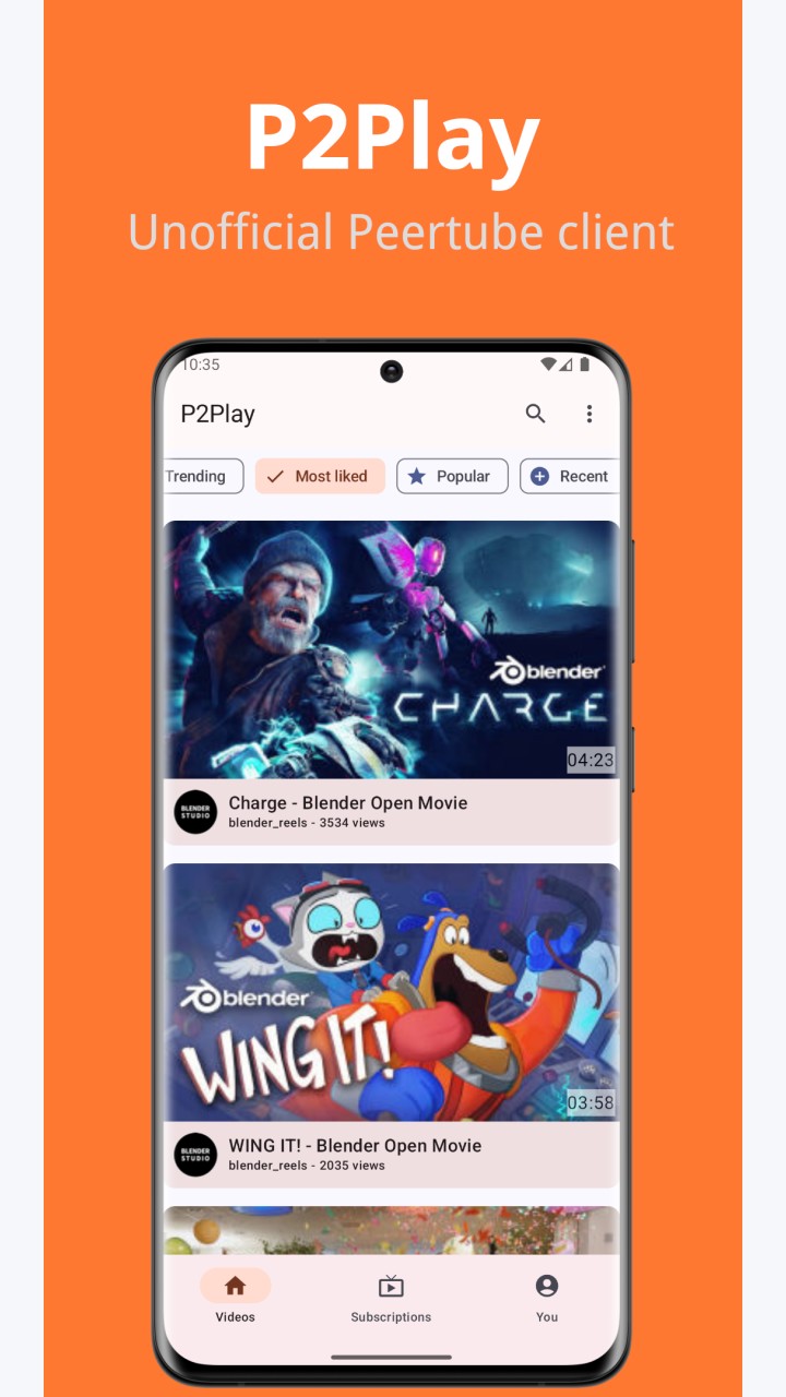 تصویر P2Play - کلاینت Peertube