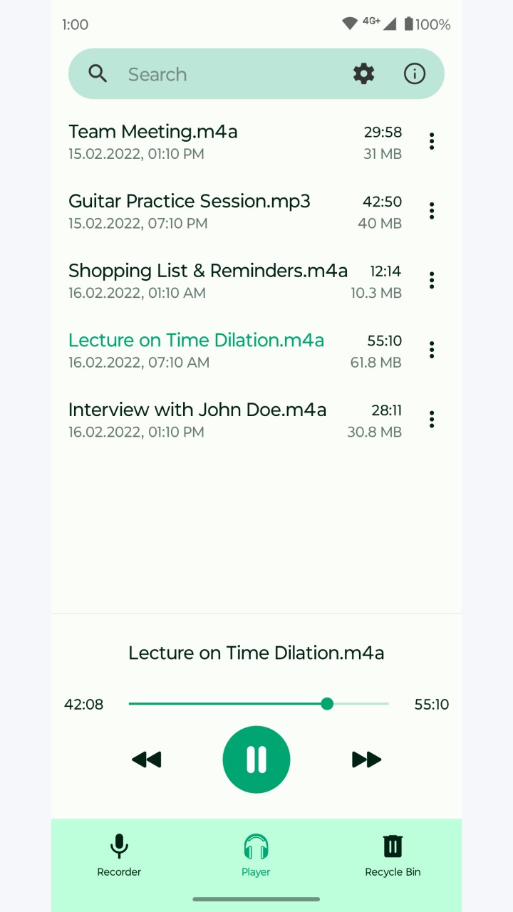 تصویر Fossify Voice Recorder Beta