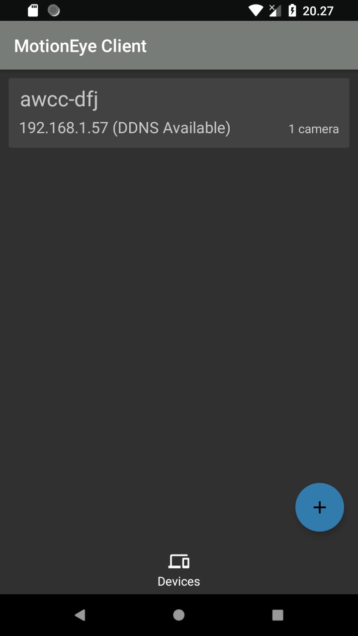 تصویر کلاینت MotionEye برای اندروید