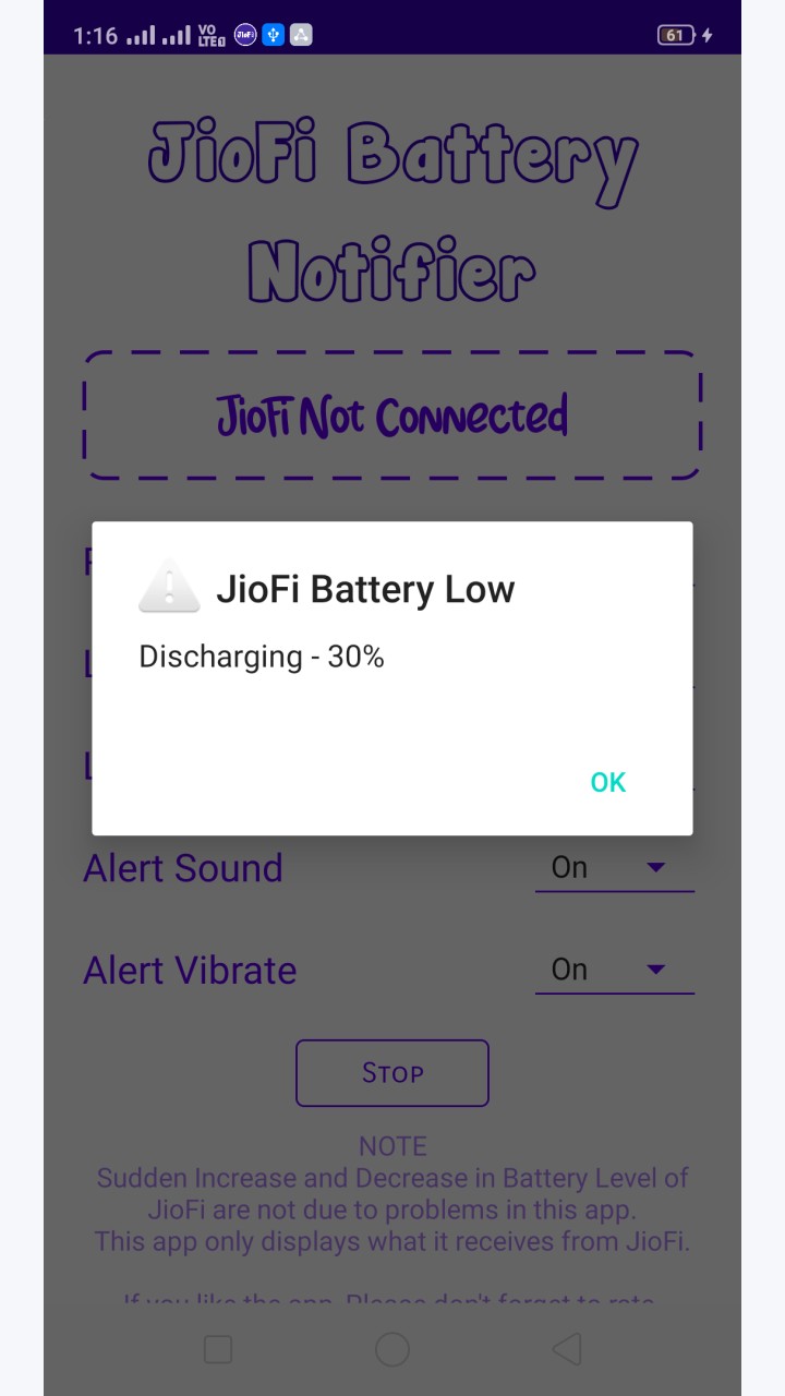 تصویر JioFi Battery Notifier