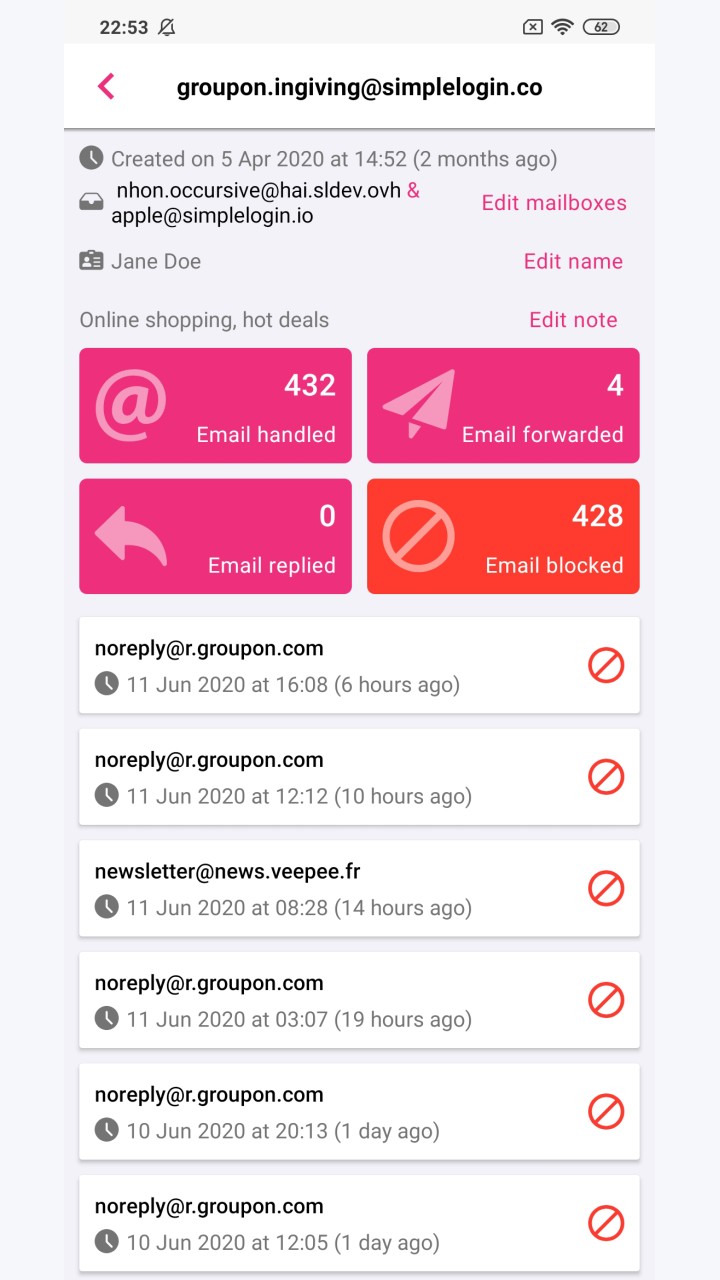 تصویر SimpleLogin | ضد اسپم