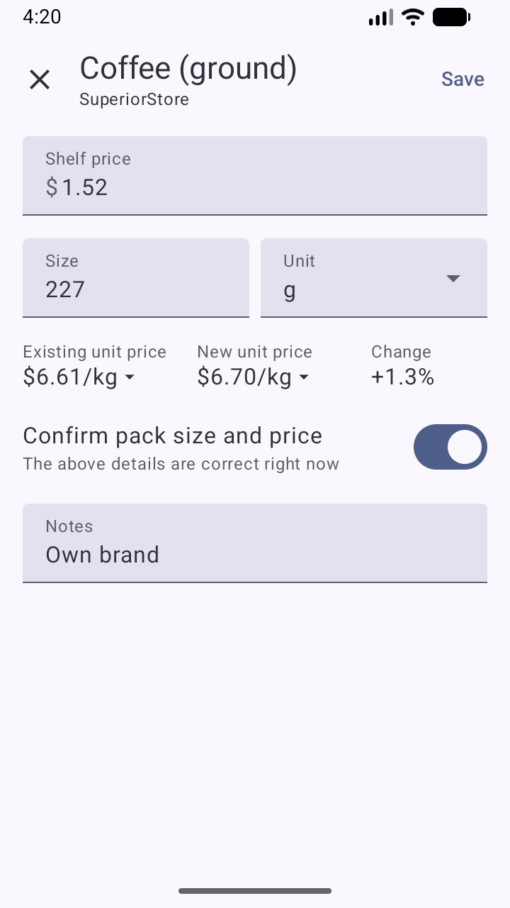 تصویر دفترچه ثبت قیمت من