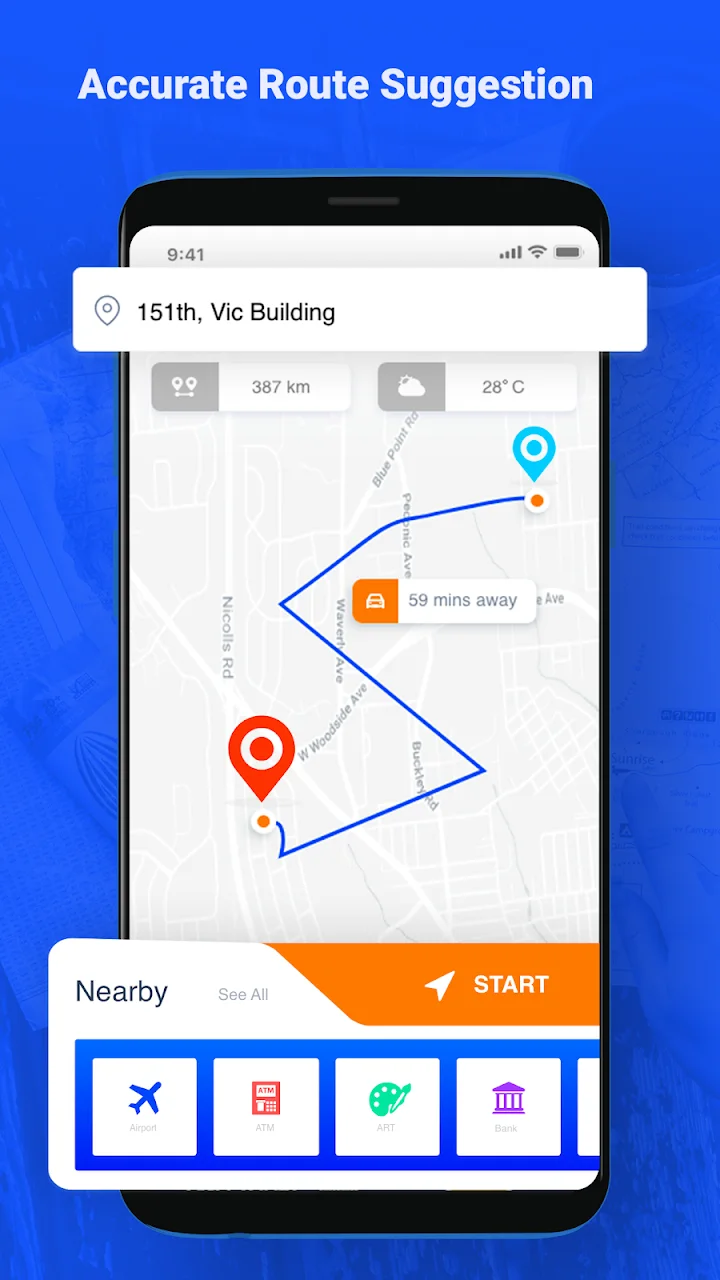 تصویر مسیر GPS و راهنمای رانندگی صوتی