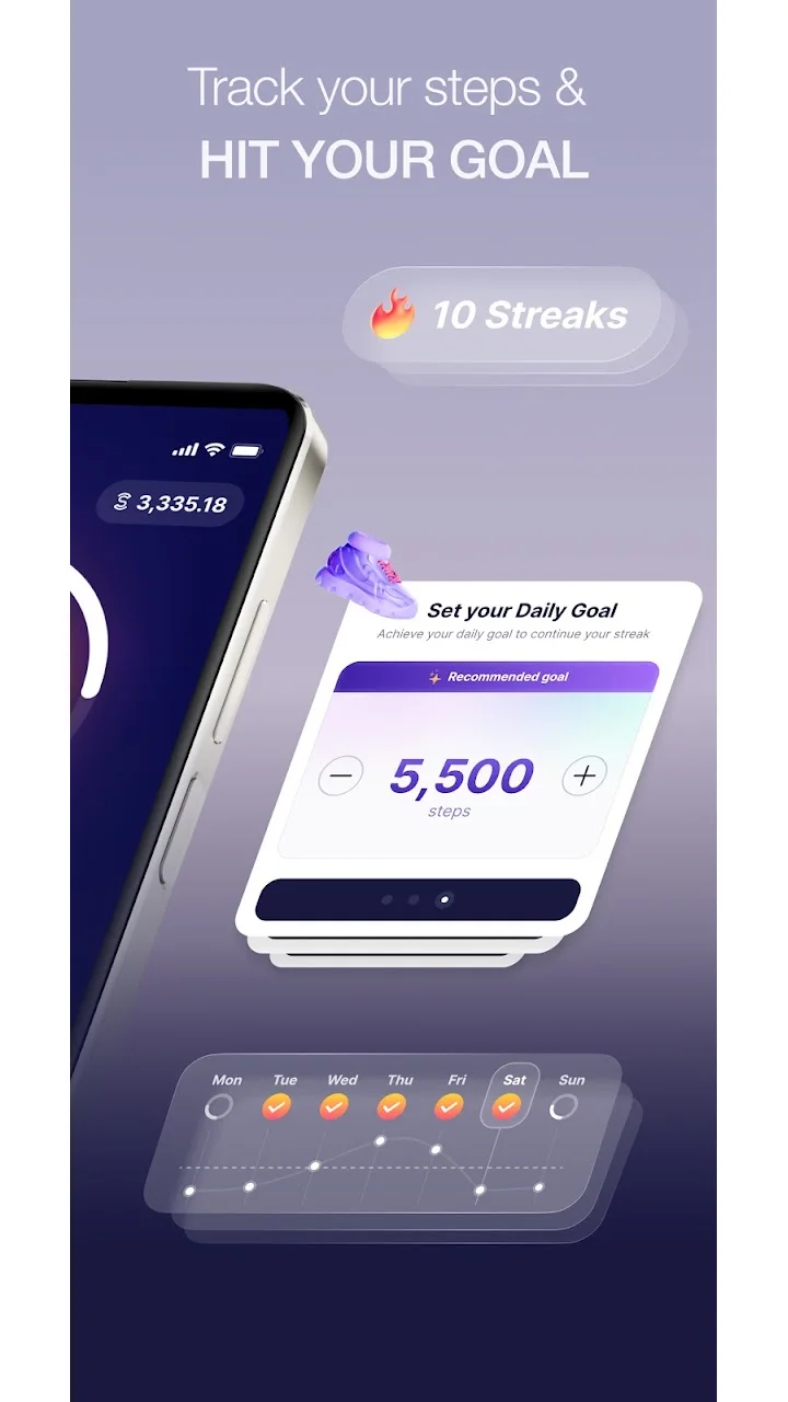 تصویر Sweatcoin・تعداد قدم‌های پیاده‌روی