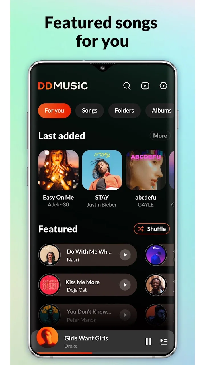 تصویر پلی‌لیست و پخش کننده موسیقی و ام‌پی۳ - DDMusic